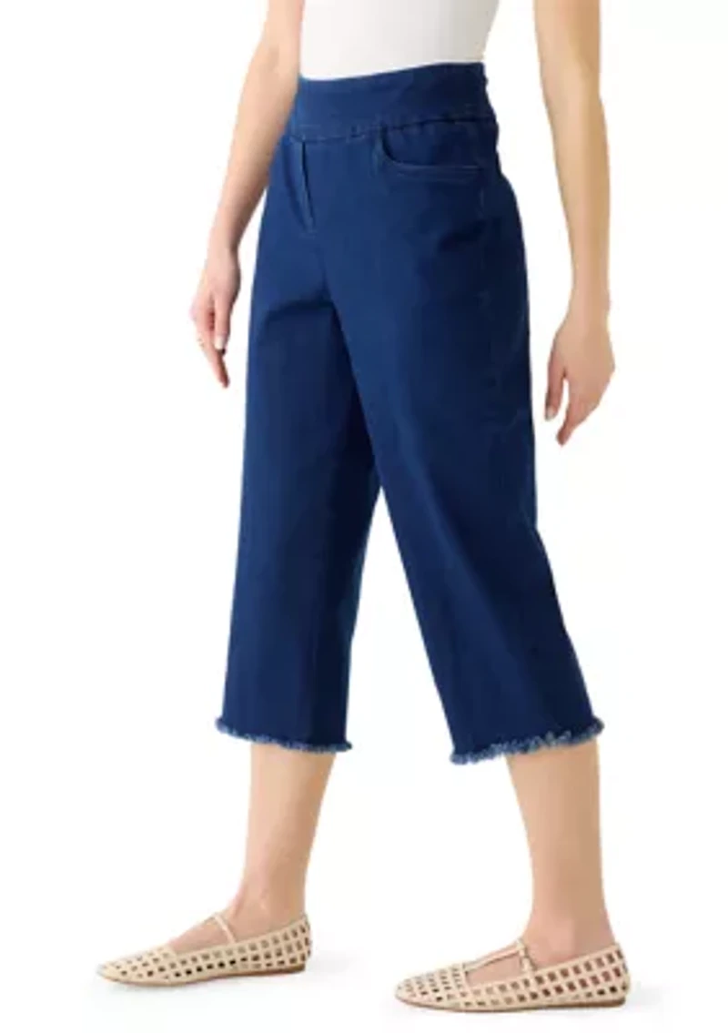 Women's Denim Fringe Capri Pants