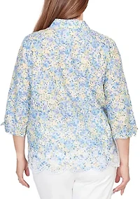 Women's Classics Embroidered Border Floral Shirt