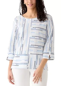 Women's Spliced Stripe Clip Jacquard Top