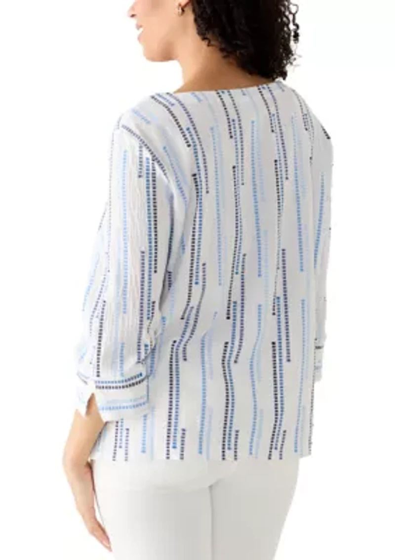 Women's Spliced Stripe Clip Jacquard Top