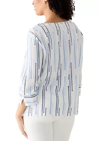Women's Spliced Stripe Clip Jacquard Top