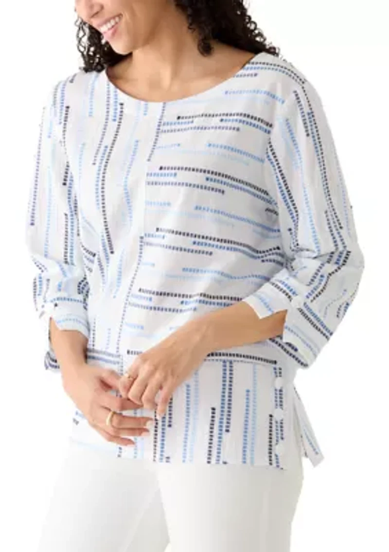 Women's Spliced Stripe Clip Jacquard Top