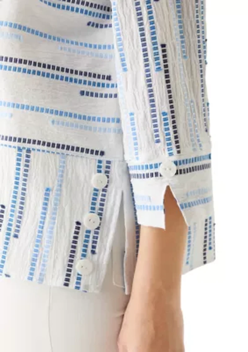 Women's Spliced Stripe Clip Jacquard Top