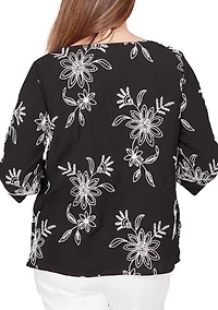 Women's Classics Tossed Floral Embroidery Top