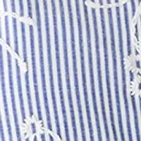 Women's Pinstripe Puff Embroidery Top