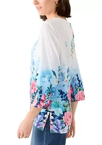 Women's Ombré Border Floral Top