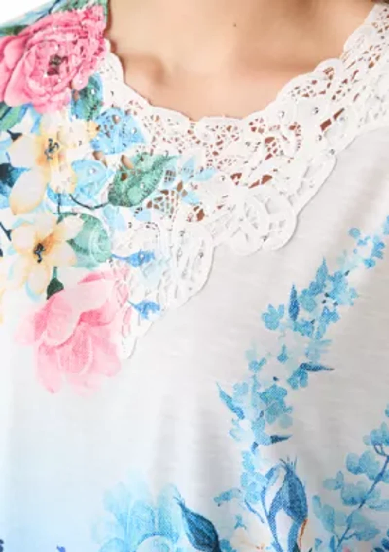 Women's Ombré Border Floral Top