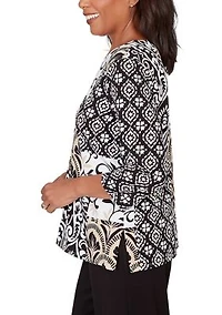 Women's Classics Scroll Geo Patchwork Top