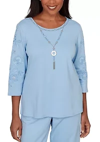 Women's Embroidered Sleeves Top