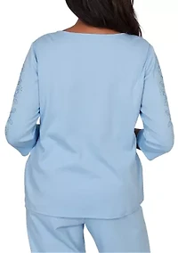 Women's Embroidered Sleeves Top