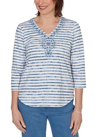 Missy Classics Stripe Embroidery