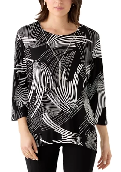 Women's 3/4 Sleeve Geometric Print Top