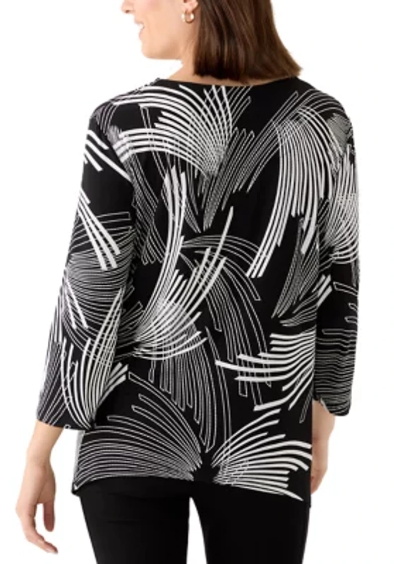 Women's 3/4 Sleeve Geometric Print Top