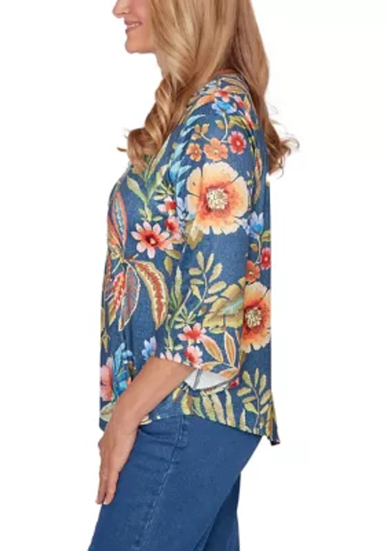 Women's Textured Floral Top