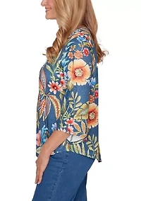 Women's Textured Floral Top