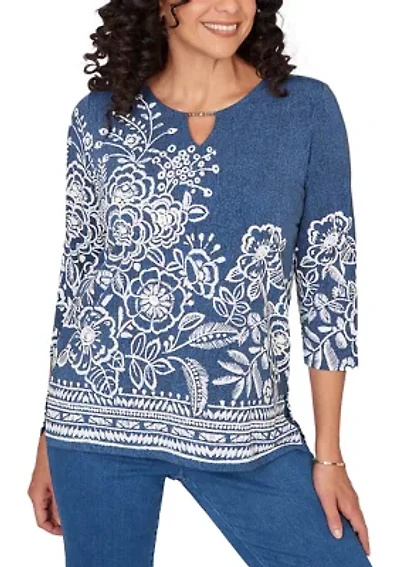 Women's Classic Etched Border Floral Top