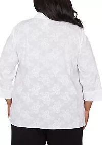 Plus Classics Flower Embroidery Shirt
