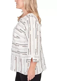 Plus Classics Spliced Stripe Clip Jacquard Top