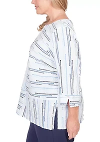 Plus Classics Spliced Stripe Clip Jacquard Top