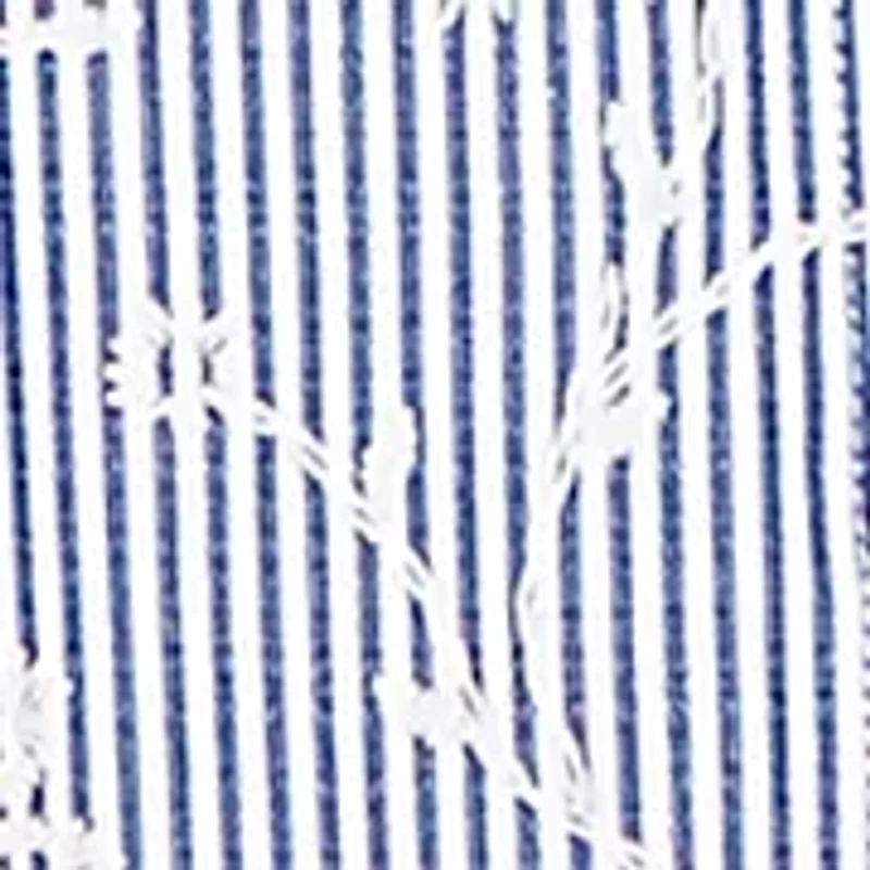 Plus Pinstripe Button Down Shirt with Puff Embroidery