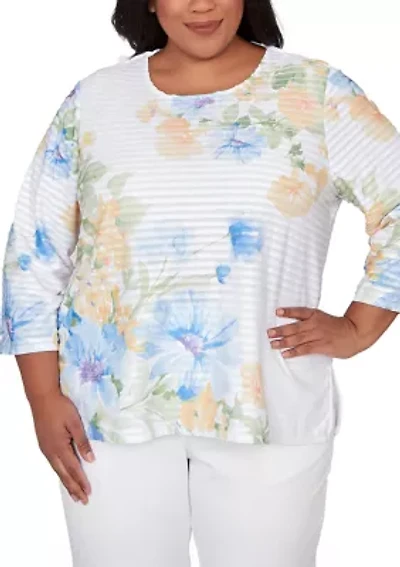 Plus Placed Floral Print Top