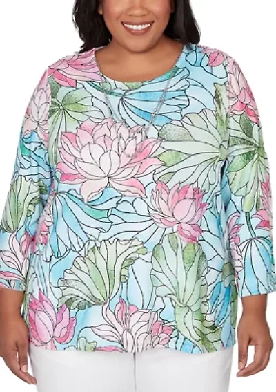 Plus Classics Stained Glass Floral Top