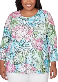 Plus Classics Stained Glass Floral Top