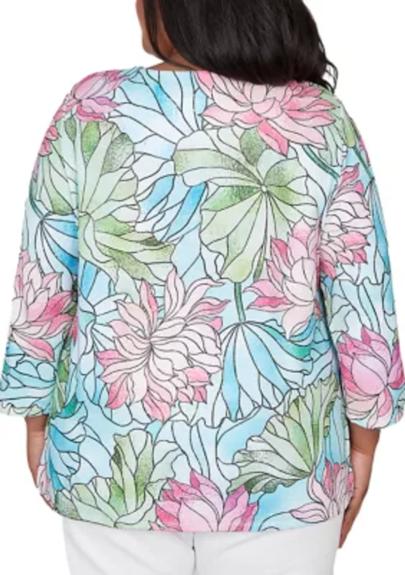 Plus Classics Stained Glass Floral Top