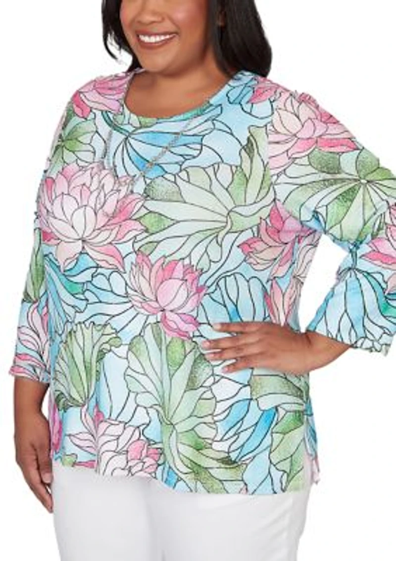Plus Classics Stained Glass Floral Top