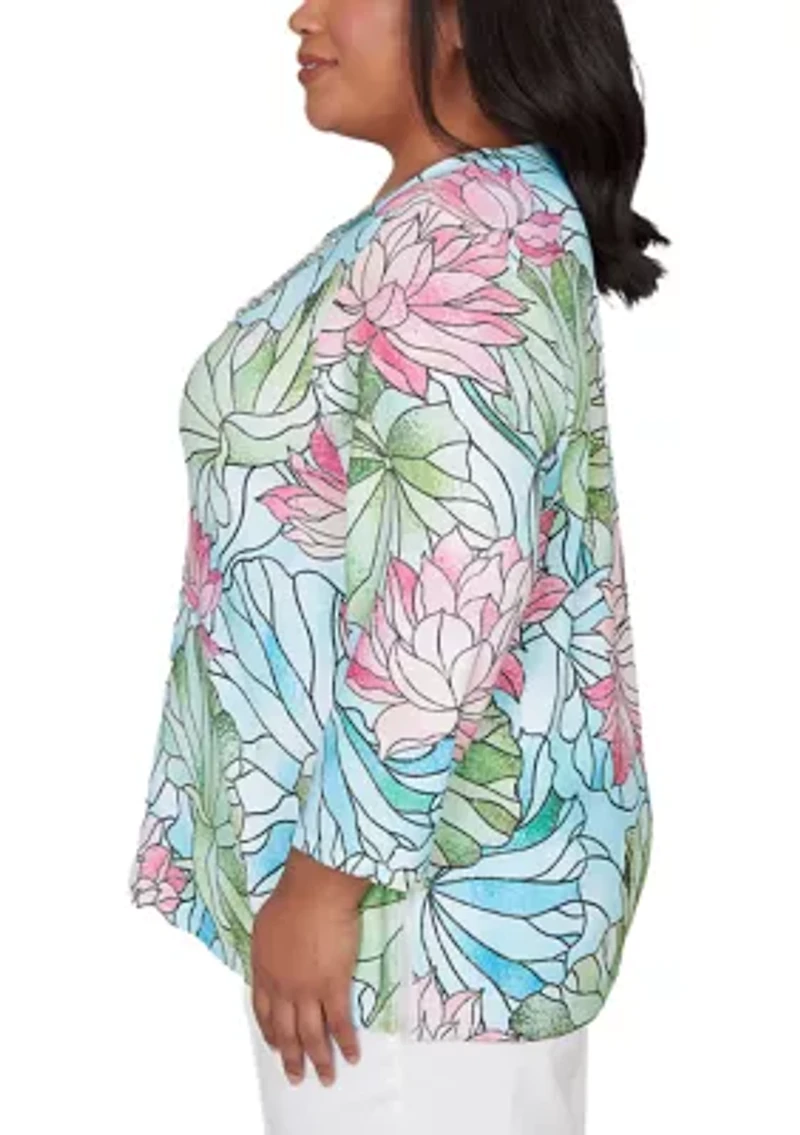 Plus Classics Stained Glass Floral Top