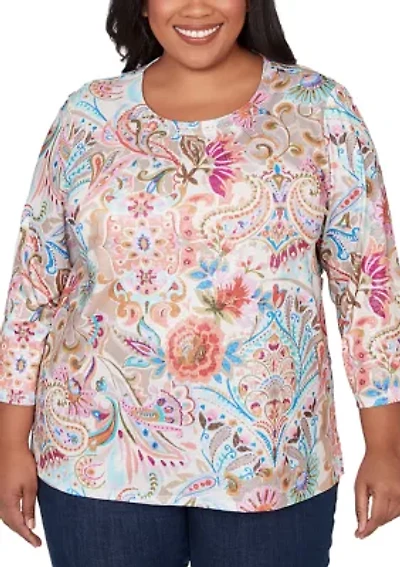 Plus Classics Paisley Floral Top