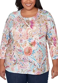 Plus Classics Paisley Floral Top