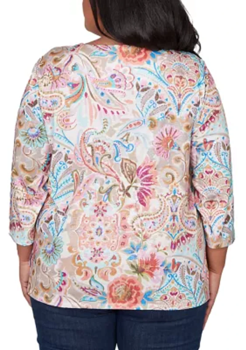 Plus Classics Paisley Floral Top