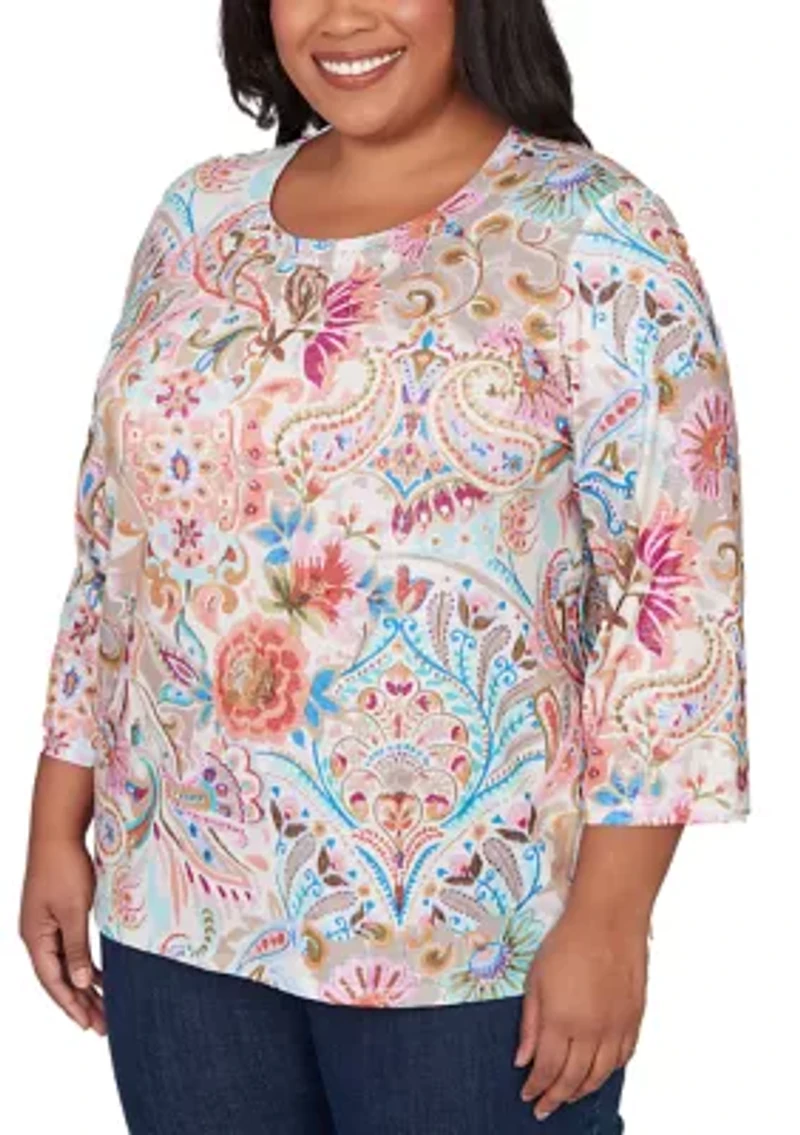 Plus Classics Paisley Floral Top