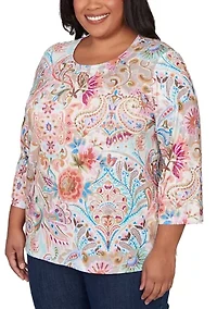 Plus Classics Paisley Floral Top