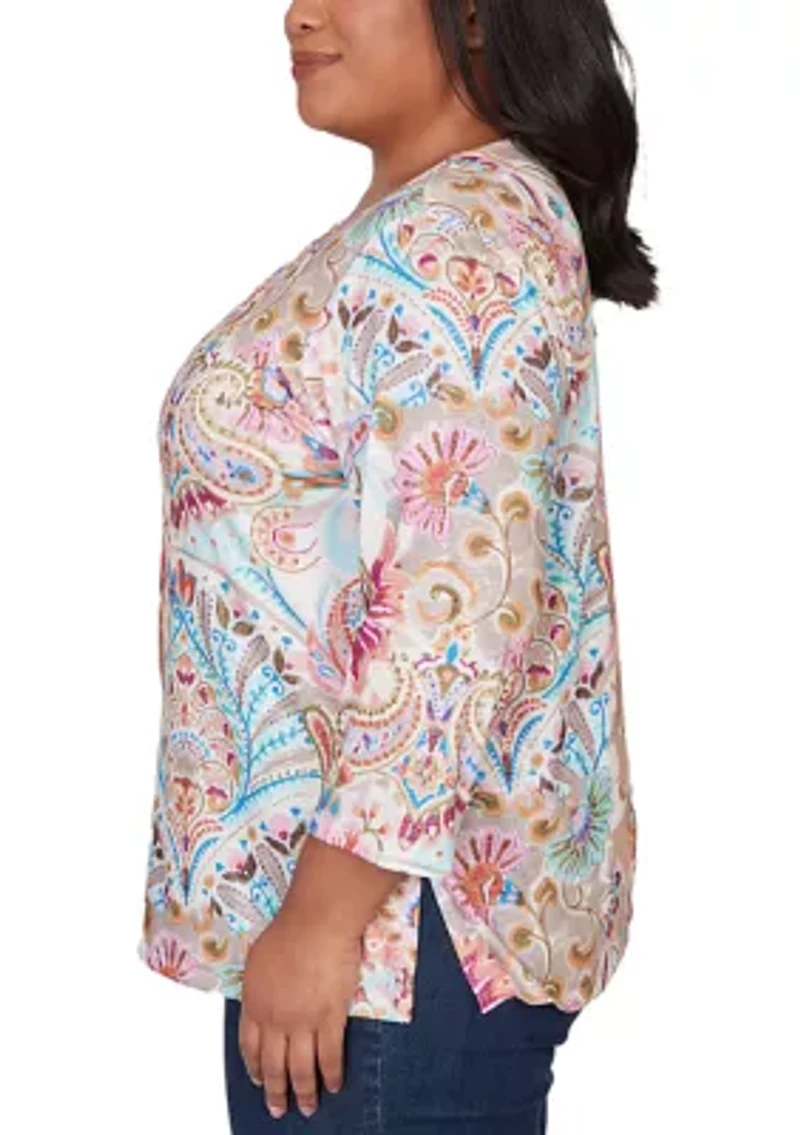 Plus Classics Paisley Floral Top