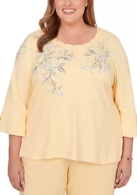 Plus Classics Floral Embroidery Top