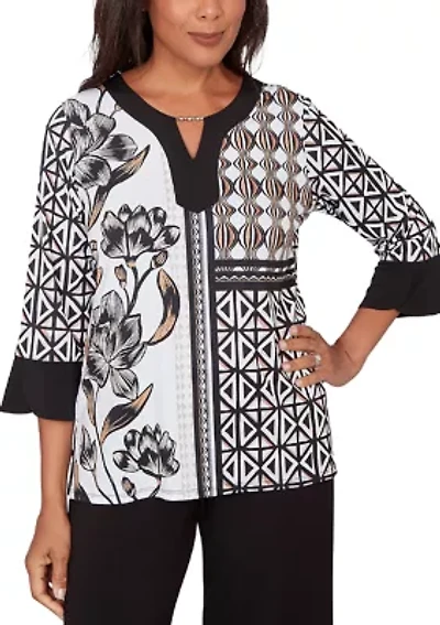 Plus Classics Floral Patchwork with Geo Pullout Top