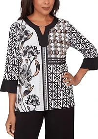 Plus Classics Floral Patchwork with Geo Pullout Top