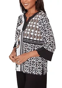 Plus Classics Floral Patchwork with Geo Pullout Top