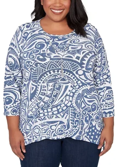 Plus Classics Batik Scroll Top