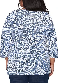 Plus Classics Batik Scroll Top