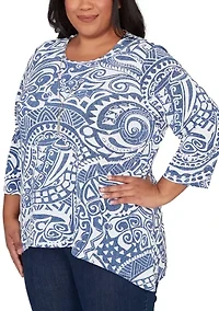 Plus Classics Batik Scroll Top