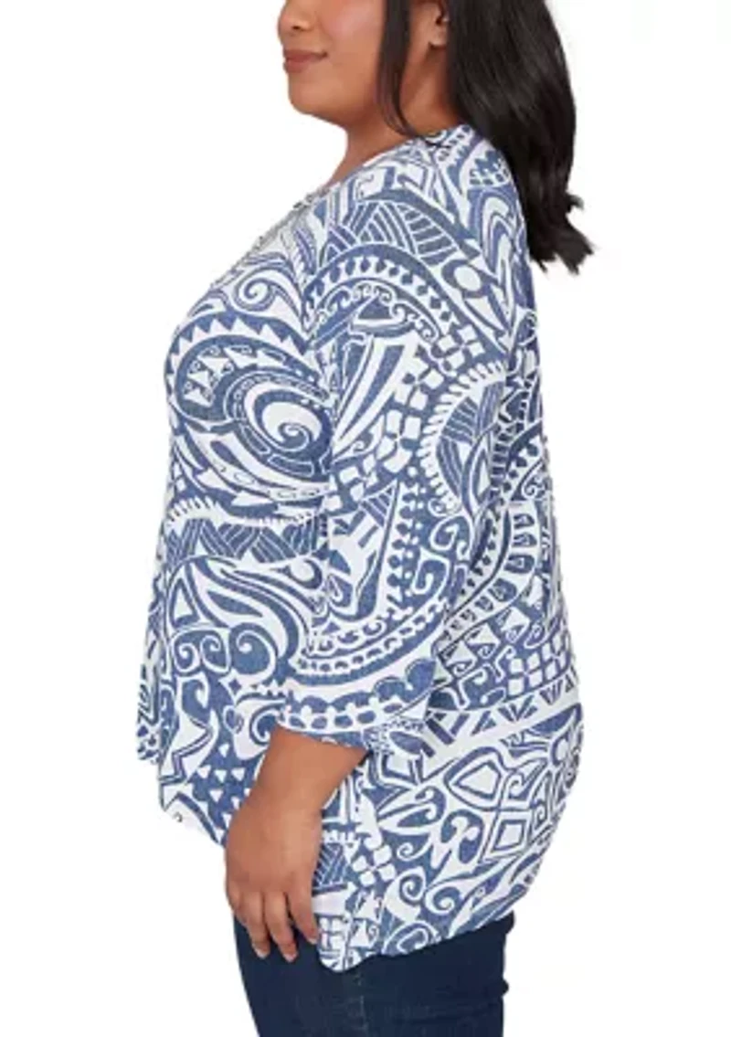 Plus Classics Batik Scroll Top