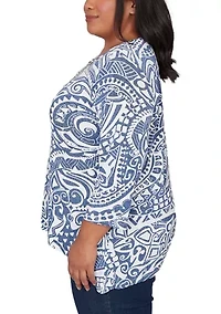 Plus Classics Batik Scroll Top