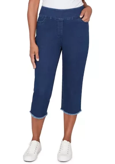 Petite Classics Denim Fringe Capri Pants