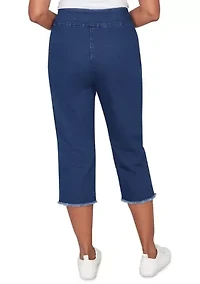 Petite Classics Denim Fringe Capri Pants