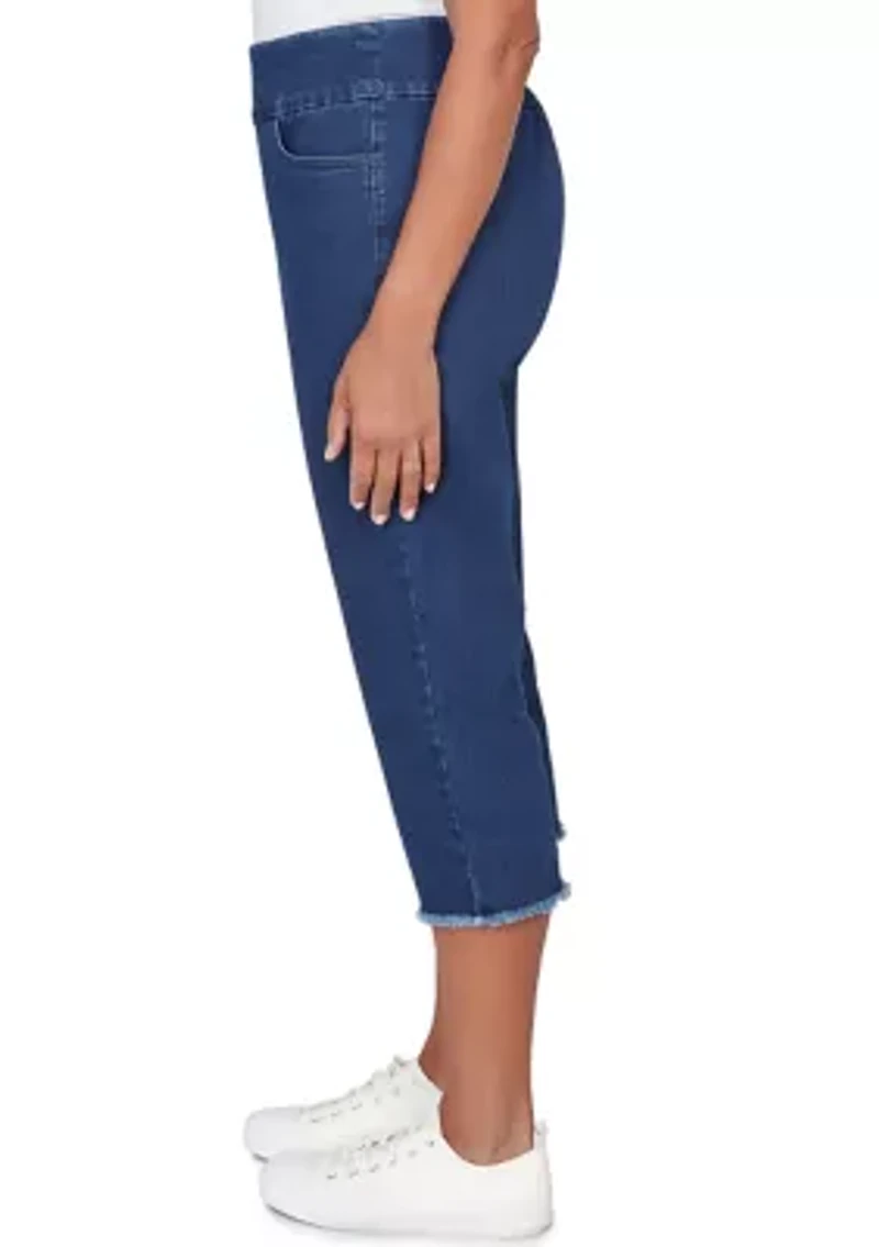 Petite Classics Denim Fringe Capri Pants