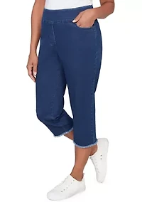 Petite Classics Denim Fringe Capri Pants