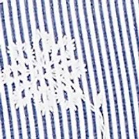 Petite 3/4 Sleeve Button Down Pinstripe Shirt with Puff Embroidery